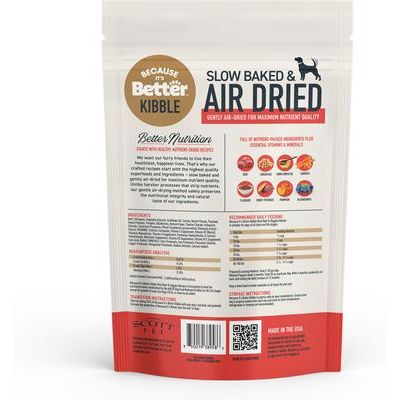 Alimento para perros de carne de res y verduras real, horneado lentamente y secado al aire, bolsa de 1 lb