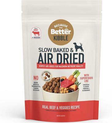 Real Beef & Veggies Slow Baked & Air-Dried Dog Food, 1-lb bag