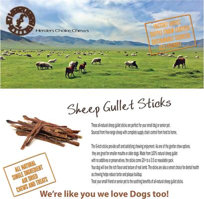 Herders Choice Natural Lamb Gullet Air-Dried Dog Chews, 3.5-oz bag