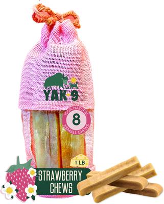 Golosinas masticables para perros Strawberry Yak, extra pequeñas, 8 unidades
