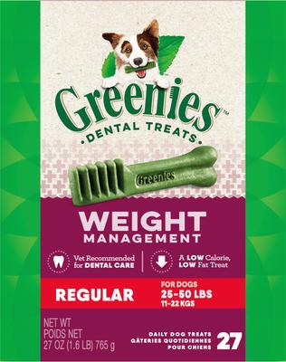 Weight Management Regular Natural Dental Dog Treats, 27 count