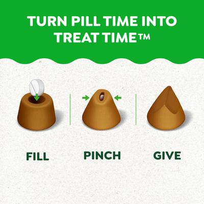 Pill Pockets Soft Chicken, Peanut Butter Dog Treats, Capsule Size, 60 count