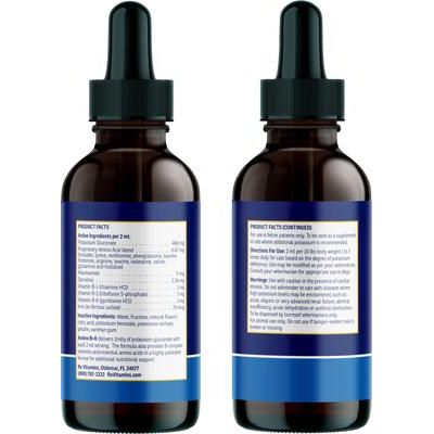 Suplemento renal líquido Amino B + K para gatos, botella de 113 ml