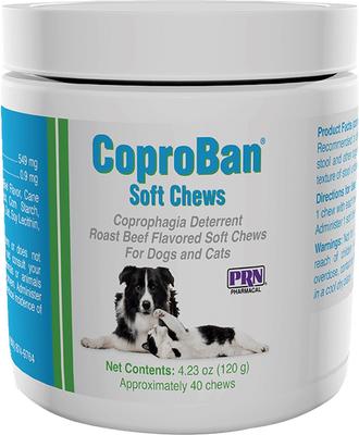 CoproBan Roast Beef Flavored Coprophagia Dog Deterrent Soft Chew Cat Supplement, 40 count