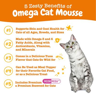 Omega Skin & Coat - Mousse de atún para lamer, suplemento para gatos (18 unidades)