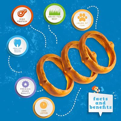 Odor Free 4-inch Beef Bully Stick Ring Dog Chews, 8 count