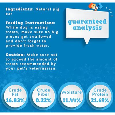 Whole Pig Ear Dog Chews, 10 count