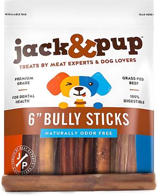 Odor Free 6-inch Thick Beef Bully Stick Dog Chews, 15 count
