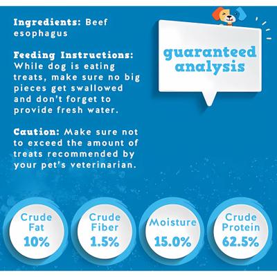 Bocados masticables para perros Joint Health Beef Gullet Bites, bolsa de 16 oz