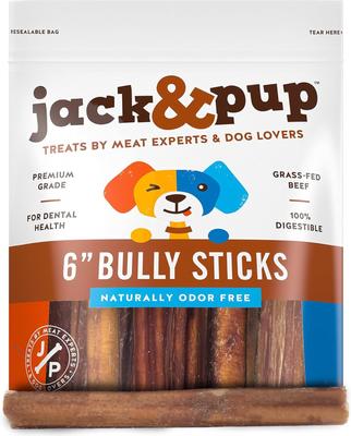 Odor Free 6-inch Standard Beef Bully Stick Dog Chews, 25 count
