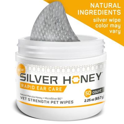 Rapid Ear Care Manuka Honey & MicroSilver BG Vet Strength Dog & Cat Wipes, 50 count