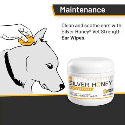 Rapid Ear Care Manuka Honey & MicroSilver BG Vet Strength Dog & Cat Wipes, 50 count