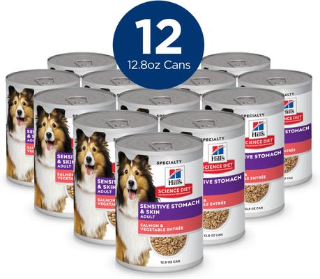 Adult Sensitive Stomach & Sensitive Skin Grain-Free Salmon & Vegetable Entree Wet Dog Food, 12.8-oz can, 12 count