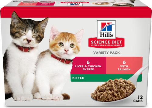 Kitten Liver & Chicken & Savory Salmon Variety Pack Wet Cat Food, 2.9-oz can, case of 12