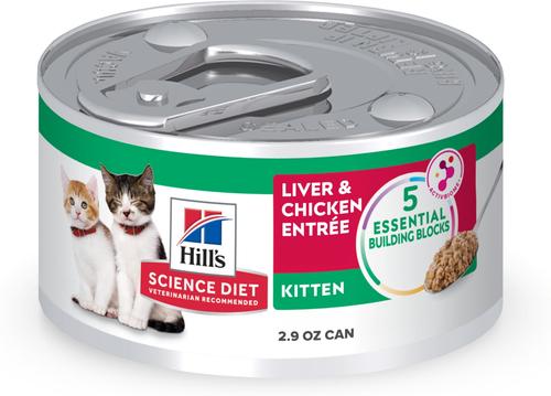 Kitten Liver & Chicken Entree Wet Cat Food, 2.9-oz can, case of 24