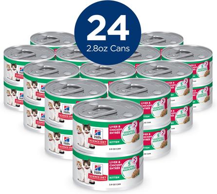 Kitten Liver & Chicken Entree Wet Cat Food, 2.9-oz can, case of 24
