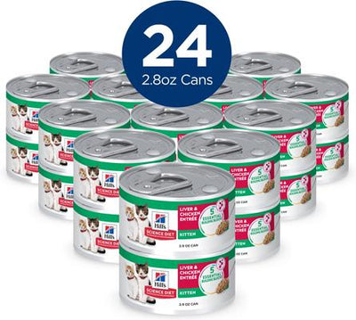 Kitten Liver & Chicken Entree Wet Cat Food, 2.9-oz can, case of 24