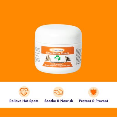 Crema de azufre y lima para la picazón y la piel seca, tratamiento veterinario para perros y gatos, frasco de 2 oz