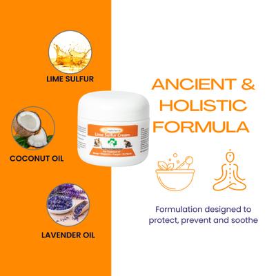 Crema de azufre y lima para la picazón y la sequedad de la piel en perros y gatos, frasco de 4 oz