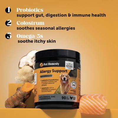 Max Strength Allergy Relief for Itching, Immune & Skin Support Chicken Flavored Chews Supplement for Dogs, 90 count