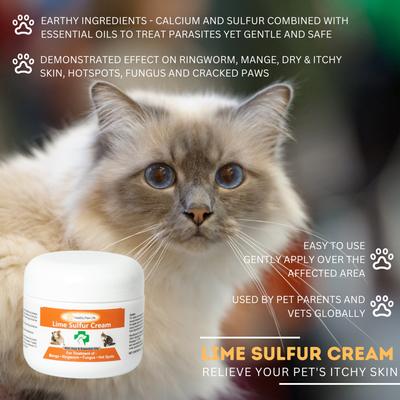Crema de azufre y lima para la picazón y la piel seca, tratamiento veterinario para perros y gatos, frasco de 2 oz