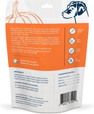 Galletas de calabaza orgánicas para perros, bolsa de 6 oz