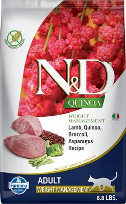 N&D Quinoa Feline Lamb, Broccoli & Asparagus Weight Management Dry Cat Food, 8.8-lb bag