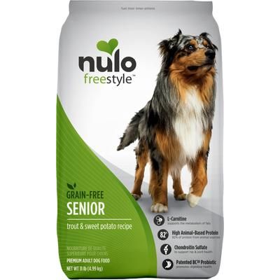Nulo, FreeStyle Senior Trout & Sweet Potato, Trucha + Camote sin Granos con Glucosamina + Condroitina + L-Carnitina, Perros Senior, 2.72 / 4.99 / 11.79 kg