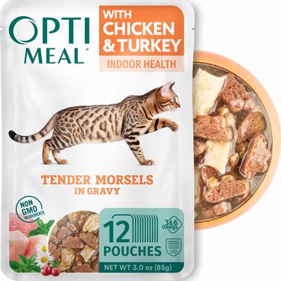 Indoor Health Chicken & Turkey Recipe Grain-Free Tender Morsels in Gravy Adult Cat Food, 3-oz pouch, case of 12