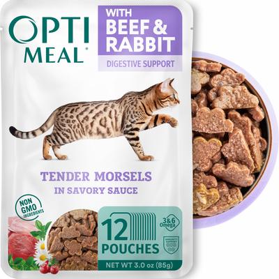 Digestive Support Grain-Free Tender Morsels with Beef & Rabbit in Savory Sauce Adult Cat Food, 3-oz pouch, case of 12