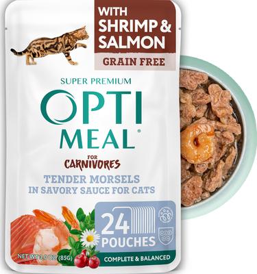 Grain-Free Tender Morsels with Real Shrimp & Salmon In Savory Sauce Recipe Wet Cat Food, 3-oz pouch, case of 24
