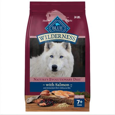 Alimento seco para perros Wilderness Senior con receta de salmón de alto contenido proteico, bolsa de 24 lb