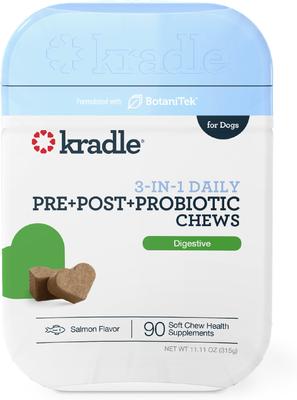 3-in-1 Pre + Post + Probiotic Salmon Flavor Chew Supplement for Dogs, 90 count