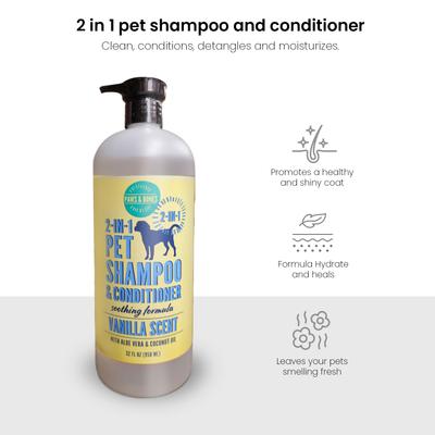 2-in-1 Dog & Cat Shampoo & Conditioner, Vanilla Scented, 32-fl oz bottle