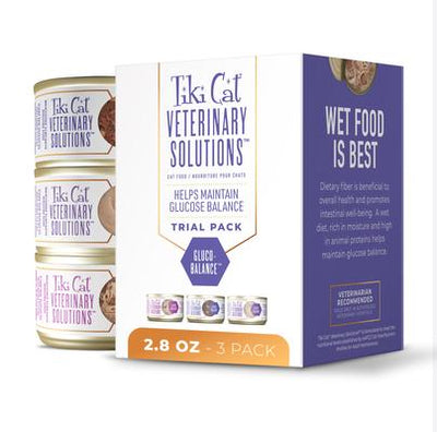 Gluco-Balance Trial Variety Pack Alimento húmedo para gatos sin cereales, lata de 2.8 oz, caja de 3