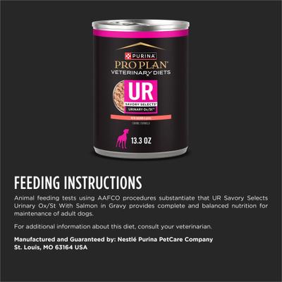UR Savory Selects Urinary Ox/St with Salmon in Gravy Wet Dog Food, 13.3-oz can, case of 12
