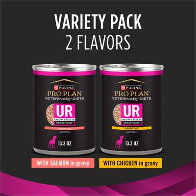 UR Savory Selects Urinary Ox/St with Chicken & with Salmon in Gravy Variety Pack Wet Dog Food, 13.3-oz can, case of 12