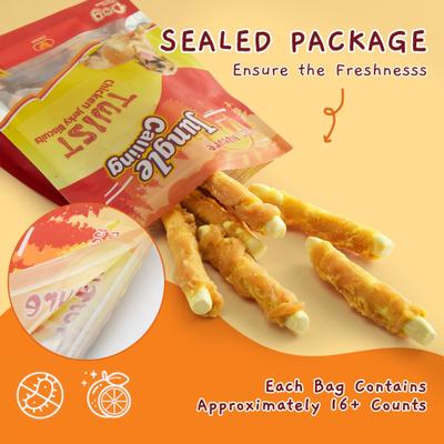 Galletas envueltas en pollo, premios sin cuero crudo para perros, bolsa de 10.6 oz