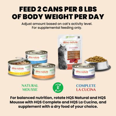 HQS Natural Mackerel Flaked Wet Cat Food, 2.47-oz can, case of 6