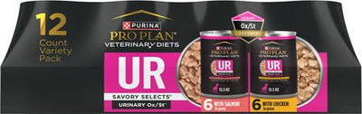 UR Savory Selects Urinary Ox/St with Chicken & with Salmon in Gravy Variety Pack Wet Dog Food, 13.3-oz can, case of 12