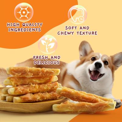 Galletas envueltas en pollo, premios sin cuero crudo para perros, bolsa de 10.6 oz