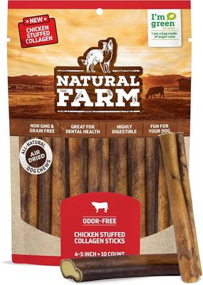 Golosinas masticables para perros Real Bully Stick de colágeno relleno de 4 a 5 pulgadas, 10 unidades