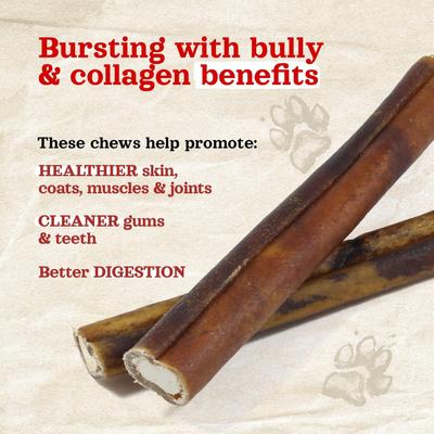 4 to 5-inch Stuffed Collagen Real Bully Stick Dog Chew Treats, 10 count