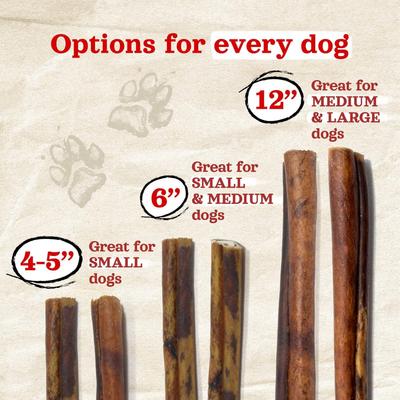 4 to 5-inch Stuffed Collagen Real Bully Stick Dog Chew Treats, 10 count