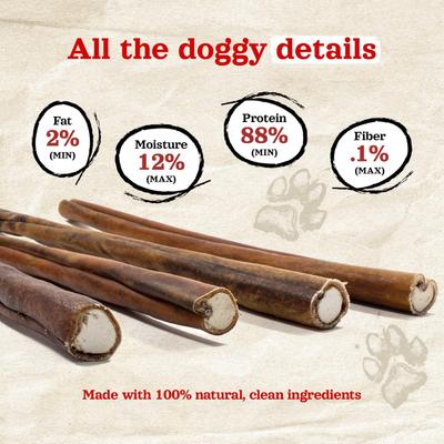 4 to 5-inch Stuffed Collagen Real Bully Stick Dog Chew Treats, 10 count