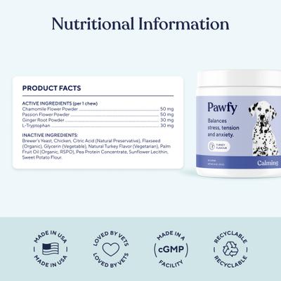 Calming Turkey Flavor Chews Dog Supplement, 30 count
