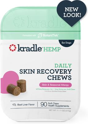 Broad Spectrum Hemp Extract Beef Liver Flavor Skin Recovery Chews Supplement for Dogs, 90 count