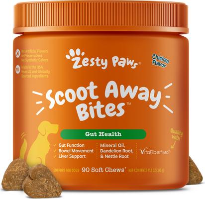 Scoot Away Bites Chicken Flavored Soft Chews Digestive Supplement for Dogs, 90 count