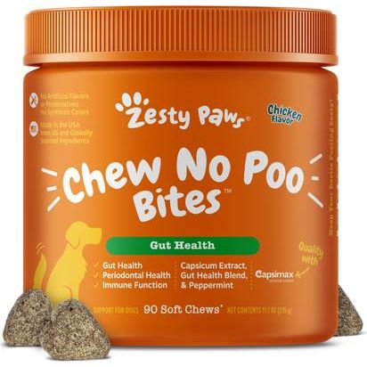 Chew No Poo Bites, Suplemento digestivo previene la coprofagia, sabor Pollo, Perros, 180 chews
