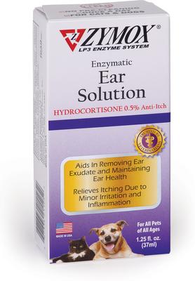 Bundle: Zymox Ear Infection Solution with .5% Hydrocortisone for Dogs & Cats, 1.25-fl oz bottle + Advanced Enzymatic Ear Wipes, 7.05-fl oz bottle, 100 count